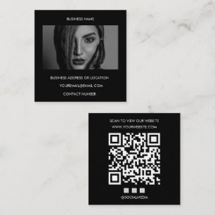Tarjeta De Visita Cuadrada Código QR negro de foto personalizada sitio web re