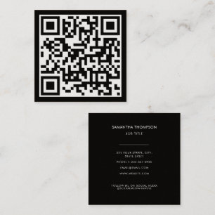 Tarjeta De Visita Cuadrada Código QR negro escaneado Minimalista moderno