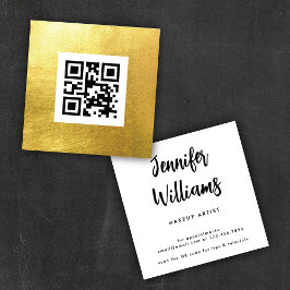 Tarjeta De Visita Cuadrada Código QR oro elegante y moderno