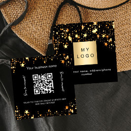 Tarjeta De Visita Cuadrada Código QR para el logotipo de las estrellas de oro