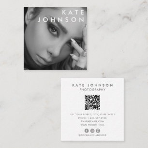 Tarjeta De Visita Cuadrada Código QR para fotografía profesional en blanco ne