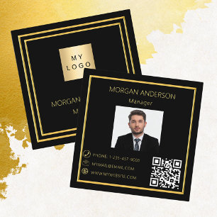 Tarjeta De Visita Cuadrada Código QR para la fotografía minimalista de oro ne