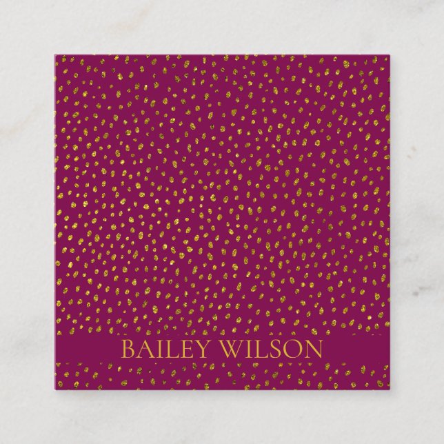 Tarjeta De Visita Cuadrada Código QR patrón de puntos dorados moderno (Anverso)