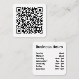 Tarjeta De Visita Cuadrada Código QR personalizado con horas de trabajo