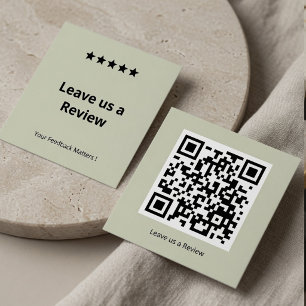 Tarjeta De Visita Cuadrada Código QR Personalizado Deja una reseña