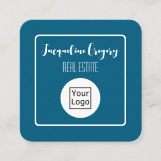 Tarjeta De Visita Cuadrada Código QR personalizado Logo moderno Azul marino P