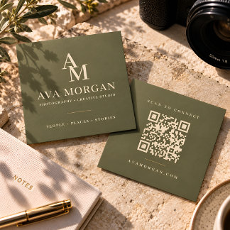 Tarjeta De Visita Cuadrada Código QR personalizado moderno cuadrado