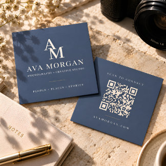 Tarjeta De Visita Cuadrada Código QR personalizado moderno cuadrado