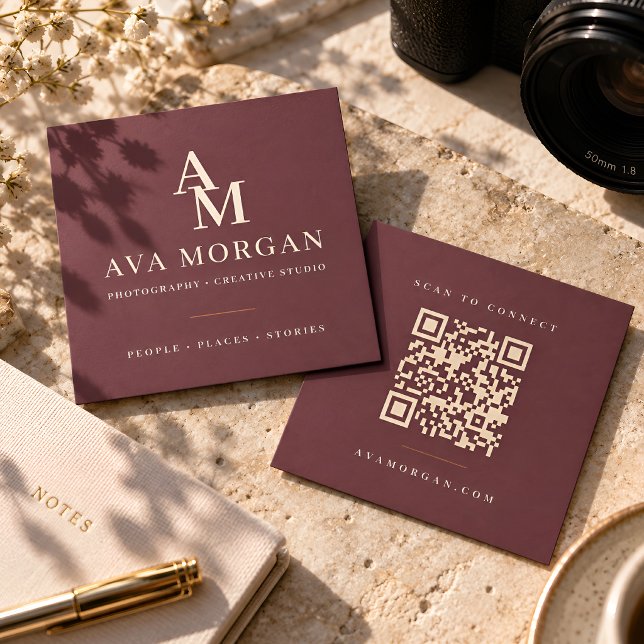 Tarjeta De Visita Cuadrada Código QR personalizado moderno cuadrado (Subido por el creador)