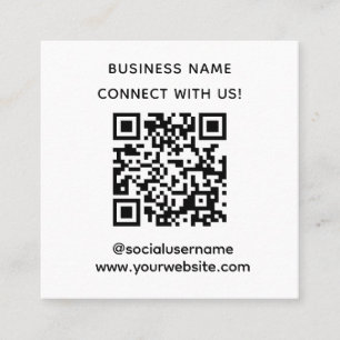 Tarjeta De Visita Cuadrada Código QR personalizado simple Conéctate con nosot