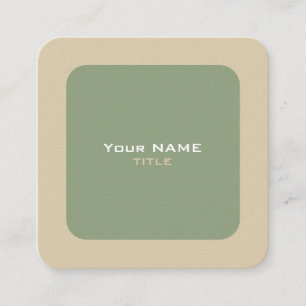 Tarjeta De Visita Cuadrada Código QR personalizado Verde y Beige