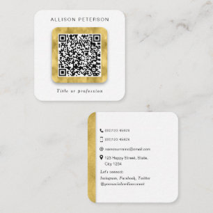 Tarjeta De Visita Cuadrada Código QR profesional de redes de oro Square Mode