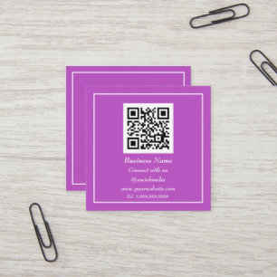 Tarjeta De Visita Cuadrada Código QR profesional escaneado morado moderno