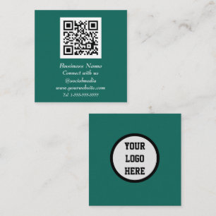Tarjeta De Visita Cuadrada Código QR profesional Escaneado Verde Esmeralda