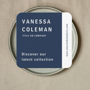 Tarjeta De Visita Cuadrada Código Qr profesional Marina Azul Medios Sociales