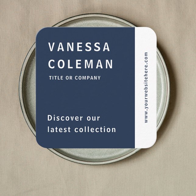 Tarjeta De Visita Cuadrada Código Qr profesional Marina Azul Medios Sociales (Subido por el creador)