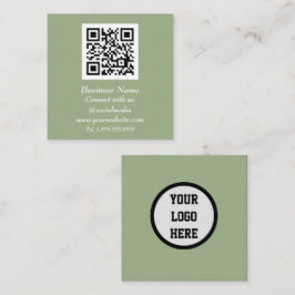 Tarjeta De Visita Cuadrada Código QR profesional Sage Sage Green Modern