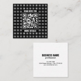 Tarjeta De Visita Cuadrada Código QR promocional (editable) más patrón de log