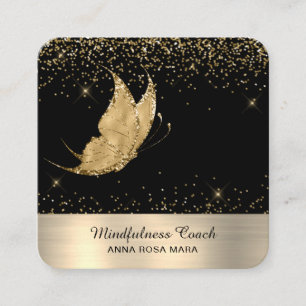 Tarjeta De Visita Cuadrada *~* Código QR Purpurina Star Gold Mariposa Místi
