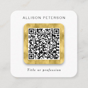 Tarjeta De Visita Cuadrada Código QR red simple oro moderno Square