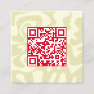 Tarjeta De Visita Cuadrada Código QR Retro Crema de Swirling Red Squiggles Ho