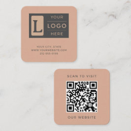 Tarjeta De Visita Cuadrada Código QR Rosa Polvoriento Moderno Logotipo Person