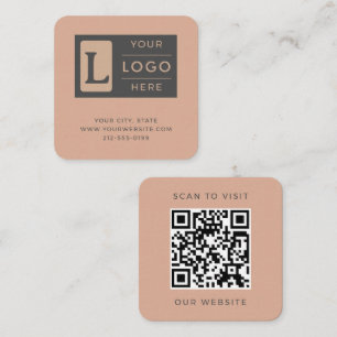 Tarjeta De Visita Cuadrada Código QR Rosa Polvoriento Moderno Logotipo Person