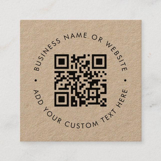 Tarjeta De Visita Cuadrada Código QR | Rustic Kraft Modern Minimal Profesiona (Anverso)