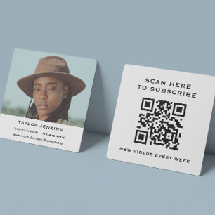 Tarjeta De Visita Cuadrada Código QR Sígueme Influencer Contenido Creador Fot