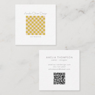 Tarjeta De Visita Cuadrada Código QR simple elegante y moderno en cuadros ama