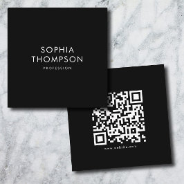 Tarjeta De Visita Cuadrada Código QR simple negrita negro Minimalista