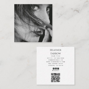 Tarjeta De Visita Cuadrada Código QR Social Nombre Foto Moderna