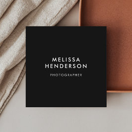 Tarjeta De Visita Cuadrada Código QR Sofisticado negro mínimo