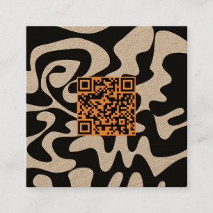 Tarjeta De Visita Cuadrada Código QR Tan Naranja Brown Retro Groovy Kraft