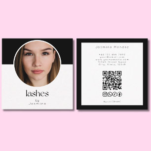 Tarjeta De Visita Cuadrada Código QR Tech de Pestañas Foto Socials Cuadrado N