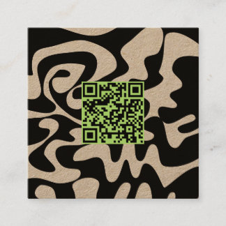 Tarjeta De Visita Cuadrada Código QR Verde Salvia Negro Retro Groovy Kraft