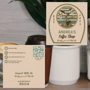 Tarjeta De Visita Cuadrada Código QR y Moda de logotipo Personalizado Café de