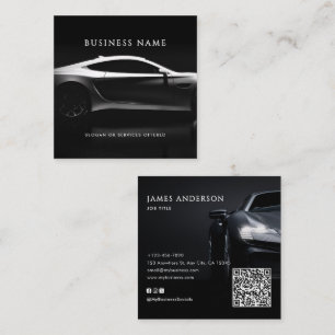 Tarjeta De Visita Cuadrada Código QR y redes sociales para automóviles/vehícu
