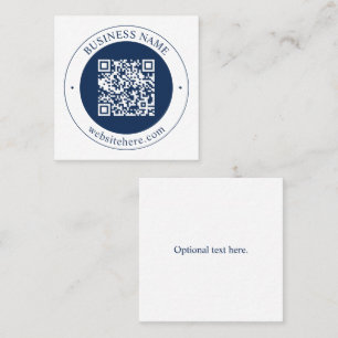 Tarjeta De Visita Cuadrada Código QR y texto personalizables   Azul marino os