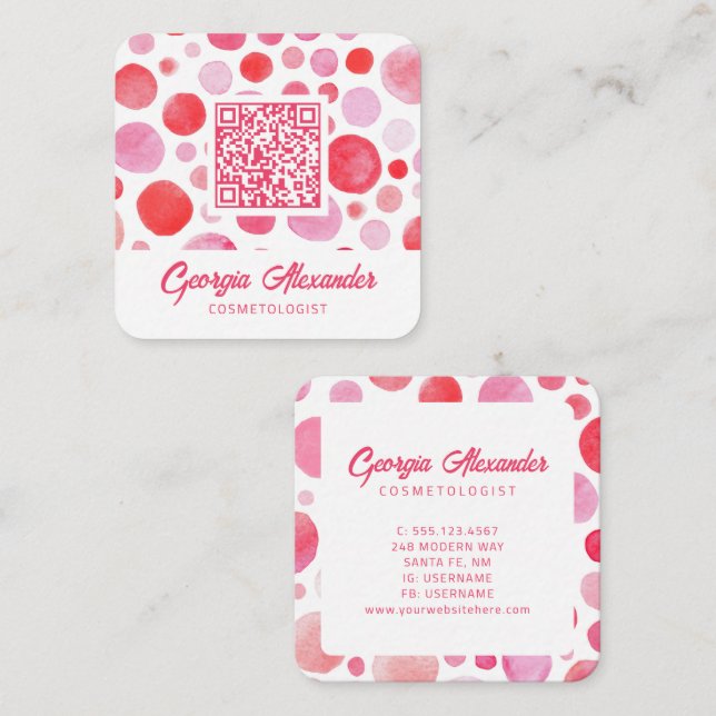 Tarjeta De Visita Cuadrada Códigos QR Moderno Trendy Resumen Cosmetólogo (Anverso / Reverso)