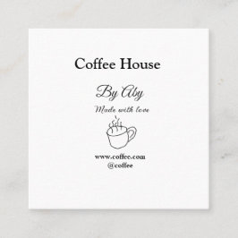 Tarjeta De Visita Cuadrada Coffee house made with love add text website socia