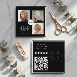 Tarjeta De Visita Cuadrada Colaborador de fotos de estilista de cabello Códig