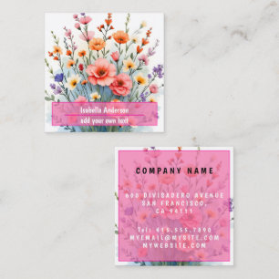 Tarjeta De Visita Cuadrada Colección de lujo de hermosas flores silvestres de