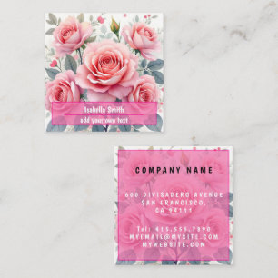 Tarjeta De Visita Cuadrada Colección de lujo y tendencia de rosas rosadas her