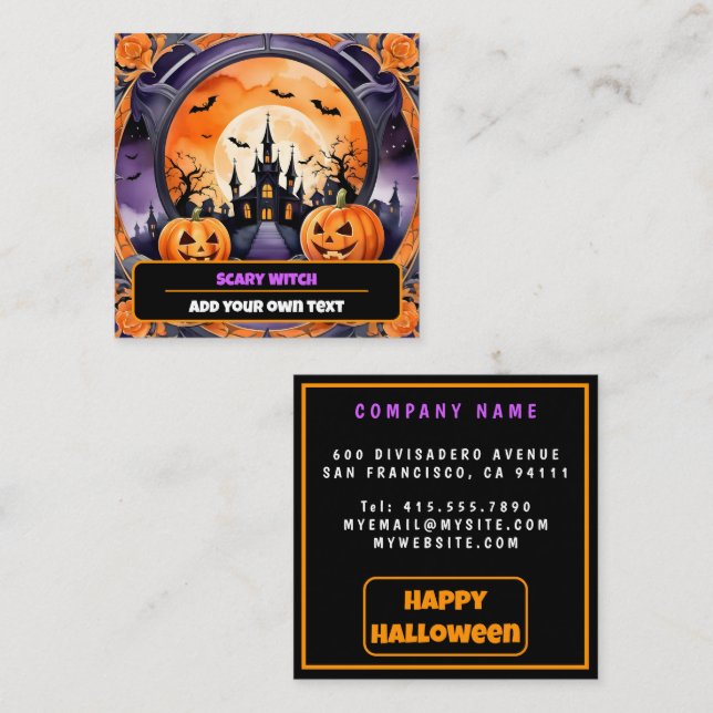 Tarjeta De Visita Cuadrada Colección de otoño de calabaza popular de Hallowee (Anverso / Reverso)