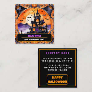 Tarjeta De Visita Cuadrada Colección de otoño de Halloween de calabaza modern