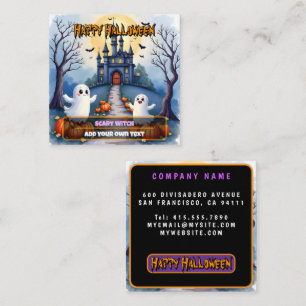 Tarjeta De Visita Cuadrada Colección Divertida y Moderna de Halloween Espeluz