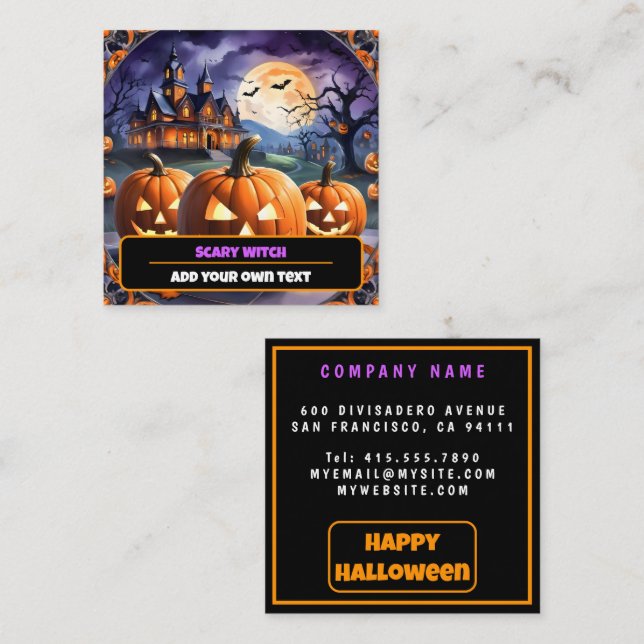 Tarjeta De Visita Cuadrada Colección popular de calabazas de Halloween de oto (Anverso / Reverso)