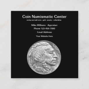 Tarjeta De Visita Cuadrada Coleccionista de Monedas Numismáticas