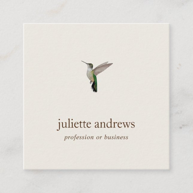 Tarjeta De Visita Cuadrada Colibrí (Anverso)